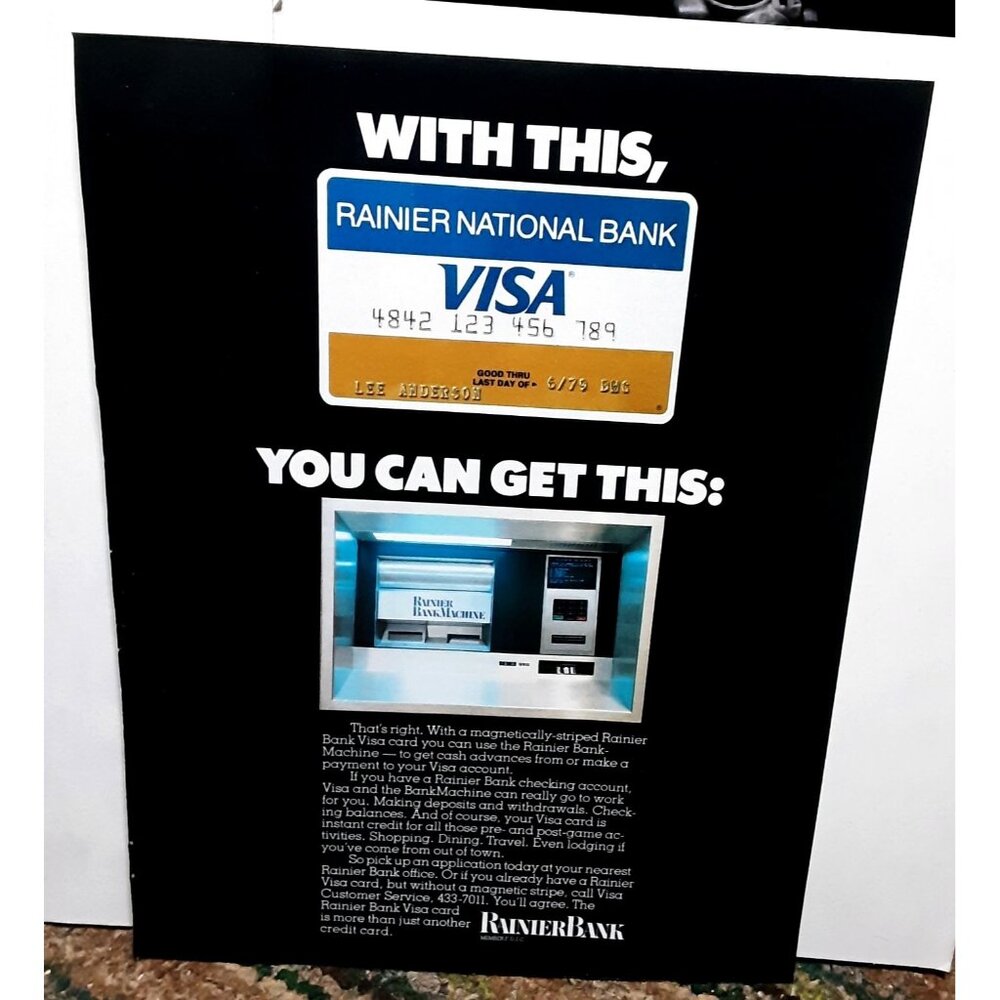 1978 Rainer Bank Visa Washington State Original Print Ad